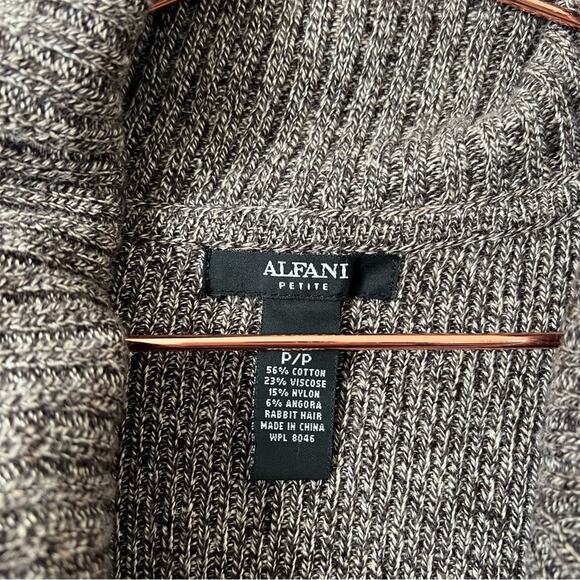 Alfani Petite Shawl Collar One Button Sweater Cardigan heather brown - Picture 3 of 3